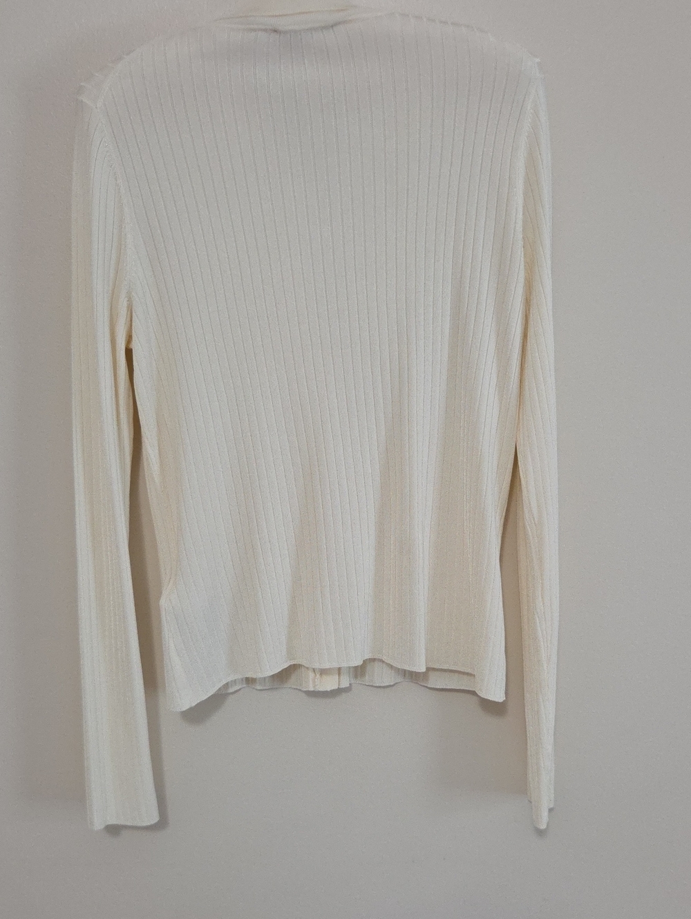 Cream Ribbed Button-Up Knit Cardigan - Picture 3 of 3